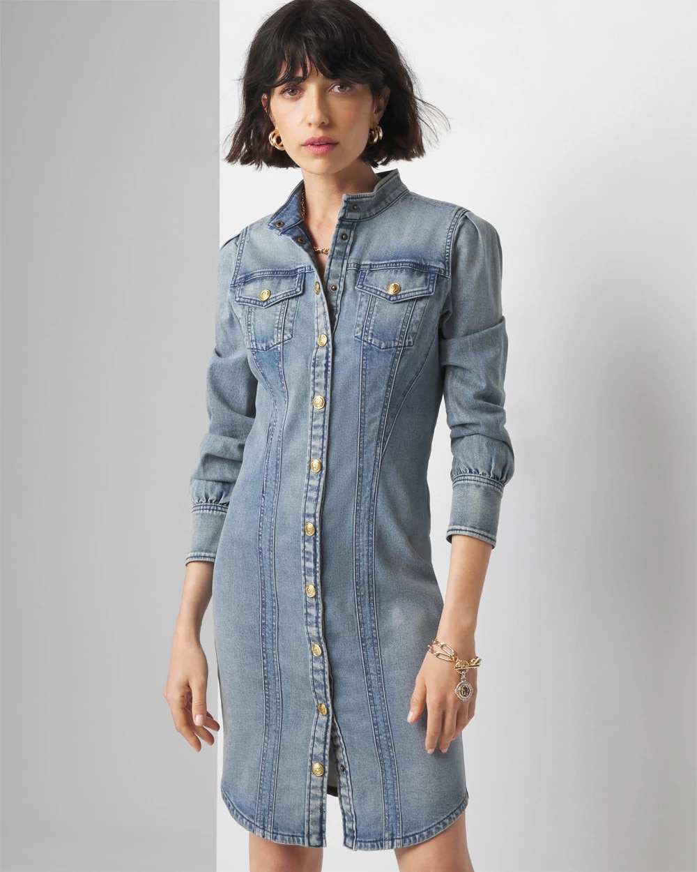 ジャケット・アウター I LINE DENIM SHIRT DRESS I LINE DENIM SHIRT DRESS
